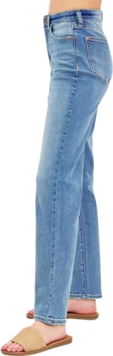 Judy Blue Women's High-Rise Straight Fit Jeans (US, Numeric, 15, Regular, Regular, 8602 Medium Blue)2