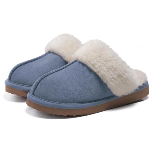 Image of Litfun Fuzzy Memory Foam Slippers for Women Indoor Outdoor House Shoes