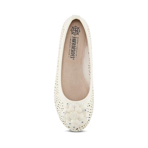 Antwerp Womens Flats Slip-On Shoes Comfortable with Memory Foam Eyelet Details & Rose Ornament2