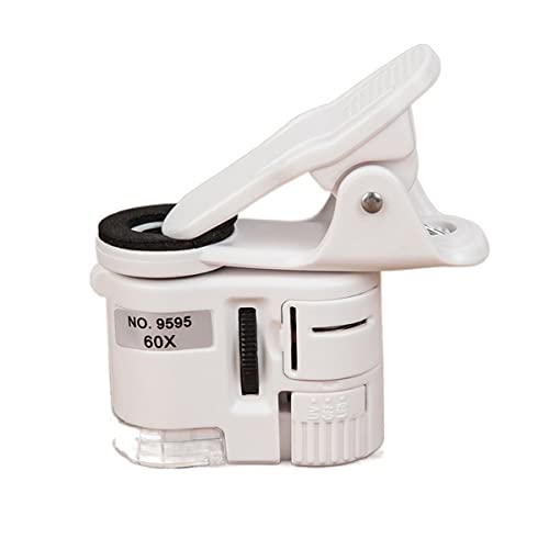 Microscope Focusing Pocket LED Jewelry Magnifying Glass 60X Universal Clip Microscope