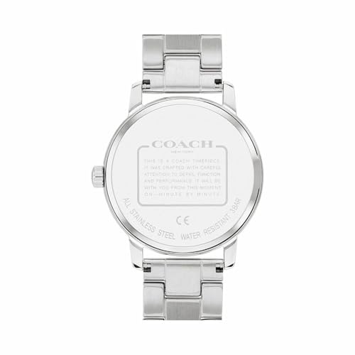 Image of Coach Grand Qtz Basic Pink Round Dial Women's Watch|Stainless Steel Material|Silver Color Band - 14503406