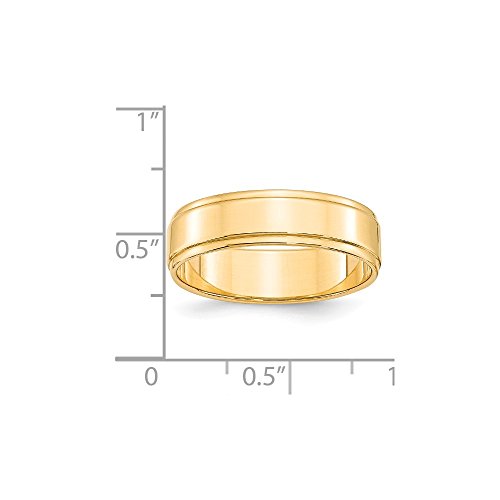 Solid 14k Yellow Gold 6mm Flat with Step Edge Plain Classic Wedding Band Ring3