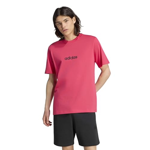 adidas Herren Essentials Linear Single Jersey Shirt, Power pink/Black, S – Ansicht 3