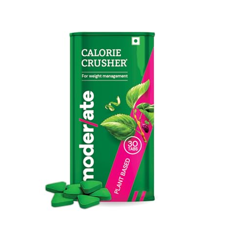 Moderate Calorie Crusher - Plant Based Calorie Blocker with Mulberry Leaf & Apple Peel| Supports Weight Management| Helps Reduce Post-Meal Carb & Sugar Impact| 30 tablets (Pack of 1)