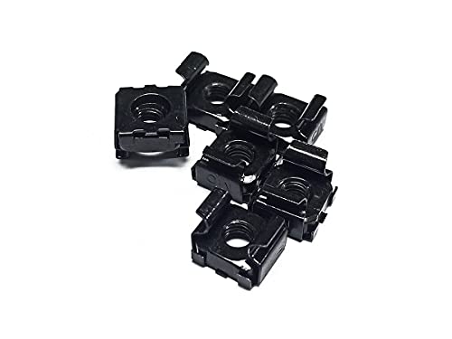 Image of Monoprice M6 x 16mm Server Rack Mount Cage Nuts, Screws and Washers (50 Sets) Zinc Plated, Black, for Cabinet or Server Racks Tapped with 12 /24 Universal Square Hole Rails