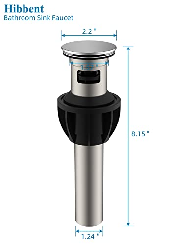 Hibbent 2 Pack Metal Bathroom Sink Drain with Overflow, Pop Up Detachable Stopper, Stainless Steel Vessel Lavatory Vanity Sink Strainer, Anti-Clogging Design, Chrome - image 6