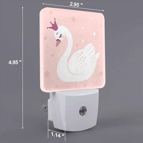 Image of LED Night Light,Cute Princess Swan Cartoon LED Night Light Plug into Wall with Dusk to Dawn Light Sensor White Energy Efficient Nightlight for Bedroom Bathroom Hallway Living Room Kitchen