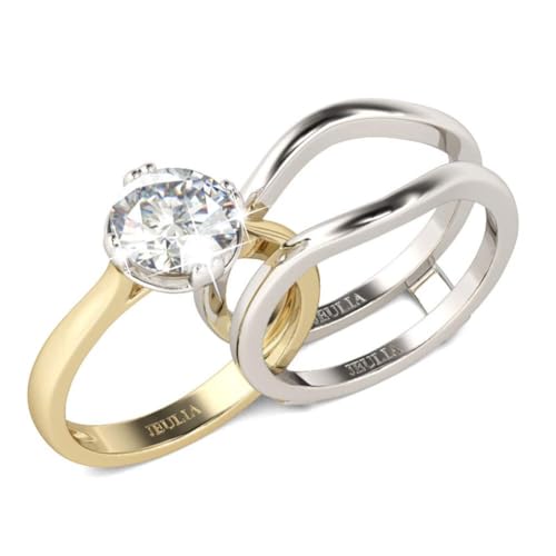 Jeulia 3.5ct Wedding Engagement Rings Set for Women Sterling Silver Round Cut Halo CZ Enhancer Ring Set Promise Anniversary Bridal Set Valentines Romantic Gift for her with Jewelry Box (10)2