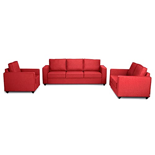 Image of Wakefit Sofa Set | 3 Year Warranty | Sofa 6 Seater, 6 Seater Sofa for Living Room, Wooden Sofa Set, Sofa Set 3+2+1 Seater - Napper(Omega : Red)