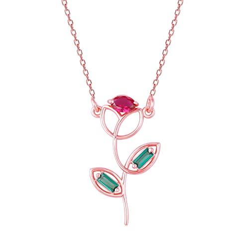 Image of GIVA 925 Silver 18k Gold Plated Rose Gold Zircon Necklace | Gifts for Women & Girls