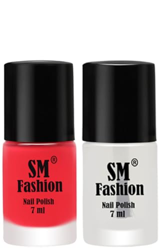 Image of Long Lasting Nail Polish | Nail Paint Combo 7 ml Each) - Set of 2 Rose Pink-Top Coat