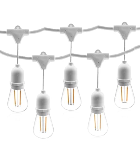Partenopea Catenaria Luci Esterno 10M con 10 Attacchi per lampadine E27 (NON INCLUSE) - Impermeabile IP54, Prolungabile fino a 100m - per Giardini, Gazebi, Locali e Feste (Bianco attacchi Pendenti)