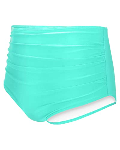 Image of Tempt Me Women High Waisted Bikini Bottom Retro Ruched Swim Bottom Shirred Tankinis Brief