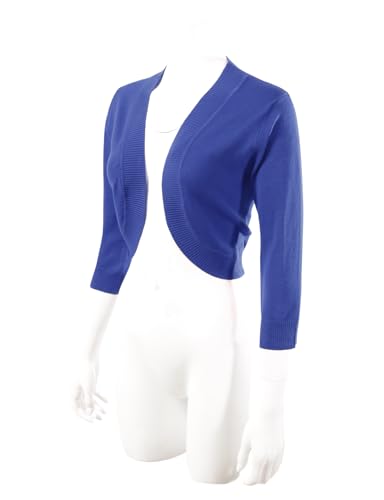 Image of Allsense Women's 3 /4 Sleeve Bolero Shrug for Dresses | Open Front Cropped Cardigan, Lightweight Knit Dress Cover Up