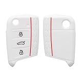 kwmobile Carcasa Compatible con VW Golf 7 MK7 Llave de Coche de 3 Botones - Funda Protectora de Silicona - Case para Mando de Auto en Blanco