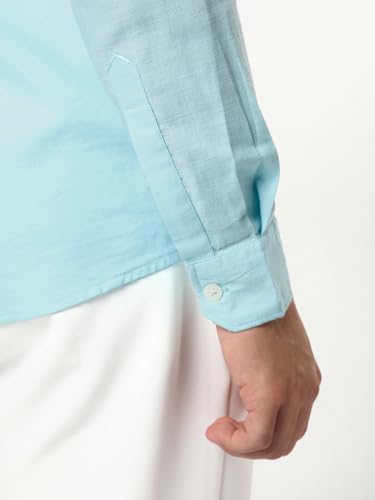 Image of Urbano Fashion Men's Linen Blend Full Sleeve Relaxed Fit Casual Solid Shirt