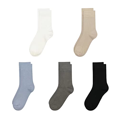 SERISIMPLE Viscose Bamboo Kids Crew Socks School Anti Odor Socks for Boys Girls Uniform Light Weight Flat Seam Socks 5 Pairs