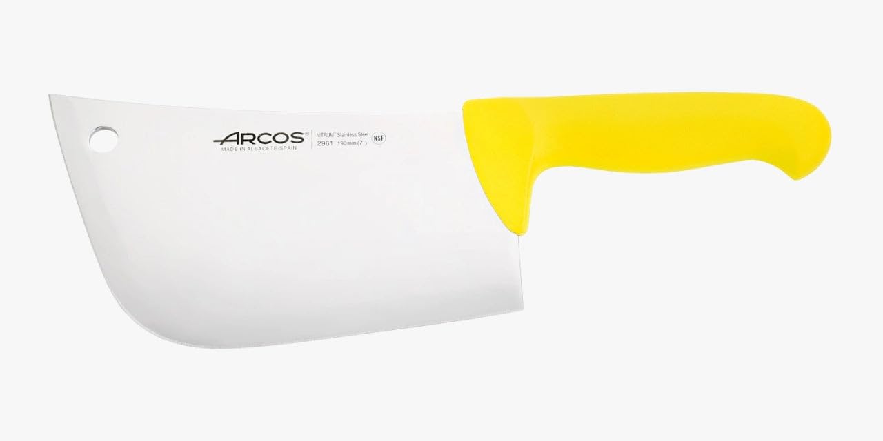 Arcos Couteau à Viande en Acier Inoxydable Nitrum 190 mm – Couteau de Boucher Professionnel avec Poignée Ergonomique en Polypropylène – Jaune, Série 2900