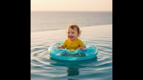 Image of Kids Inflatable Cartoon Swim Ring with Seat - Pink Baby Pool Float (bubble-ring-60)