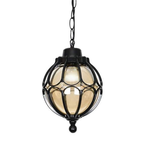 Lustre extérieur suspendu noir lanterne ronde IP55 suspension luminaire jardin cour terrasse