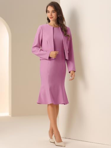 Image of Allegra K Women's Suit Dress Set Cropped Blazer Sleeveless Mermaid Dress