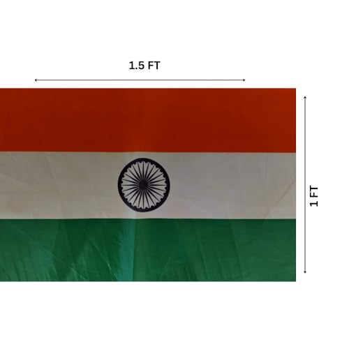 Image of The Flag Company Indian National Flag 1ft x 1.5ft (12 x 18 Inches) | Premium Polyester Fabric | Fade Resistant Tiranga Flag for Indoor & Outdoor Use | Bharat Flag for Home, Office, School & National Celebrations