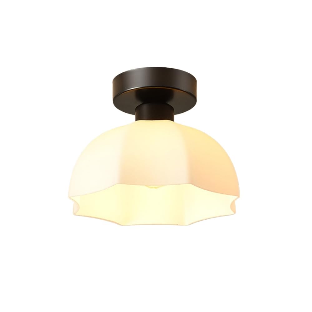 KXEcoLife Chandelier Mid Century Ceiling Light Hallway Fixtures with Milk Glass White Flower Flush Mount Vintage Close to for Closet Entryway Porch Corridor (Co