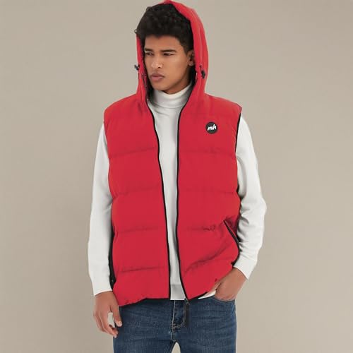 Image of MADHERO Men's Puffer Vest with Hood Water-Resistant Puffy Vests Outerwear Sleeveless Jacket