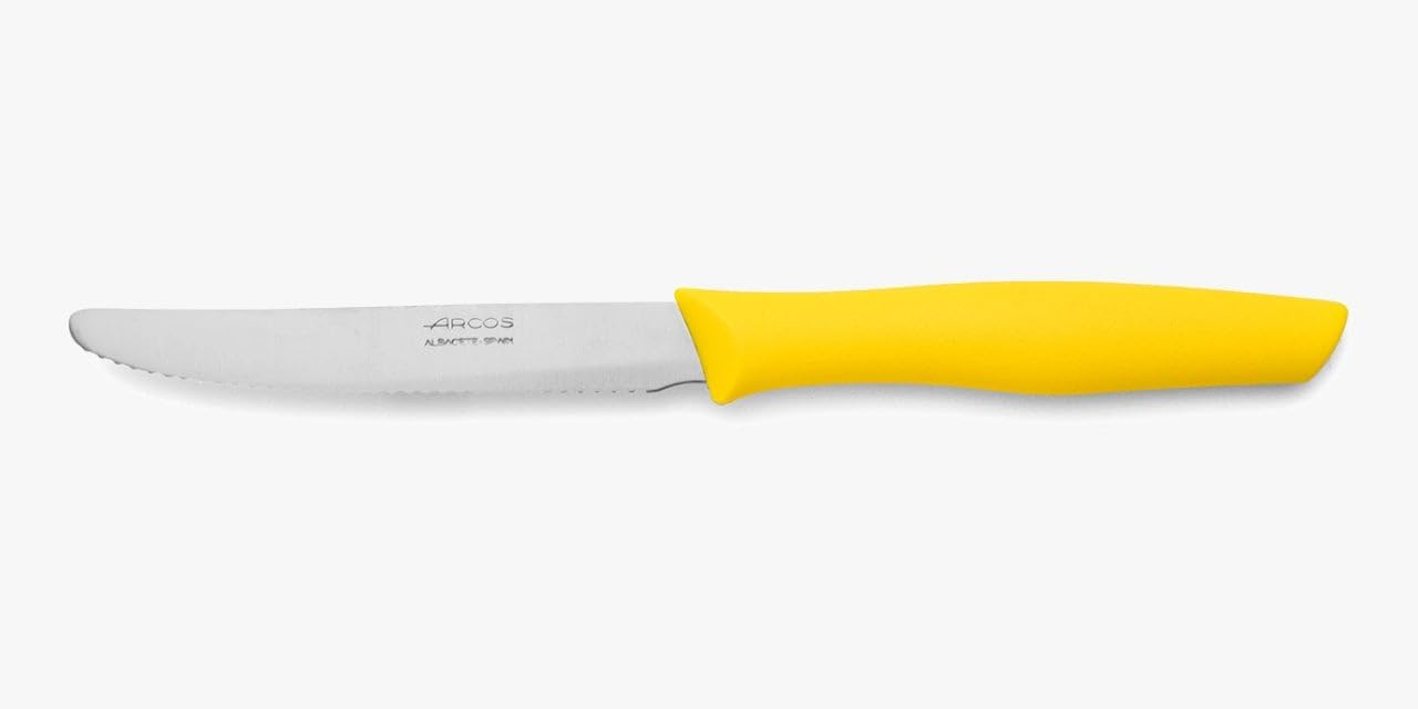 Table knife Arcos Stainless Steel nitrum New Discovery 188825 and Mango Polypropylene, Yellow Blades Of Cover with Display Box, 11 cm