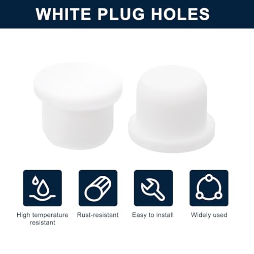 Image of uxcell 16 Pieces White Rubber Stopper, 13.5mm Plug Holes for 13-13.3mm /0.51-0.52 inch Hole