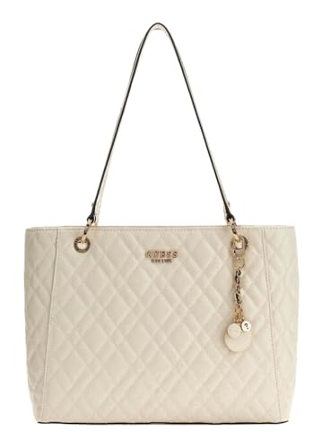 Sac à épaule GUESS Isemay Noel de couleur crème au fini écru texturé et élégant