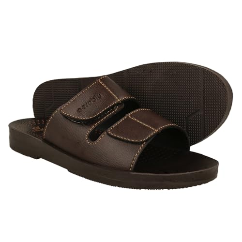 Image of AEROBLU Comfortable Flat Slippers for Men | Dual Adjustable Velcro Strap | Anti SKid & Lightweight Slip-On Flats for Indoor & Outdoor use