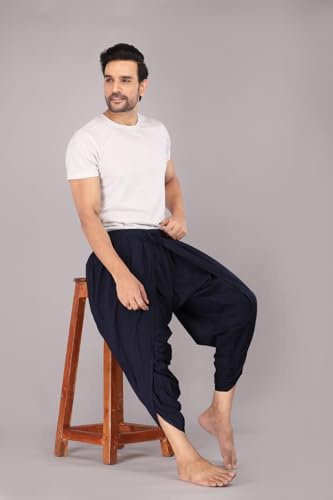 Image of Urali Men's Solid 100% Cotton Dhoti Pants - D100A