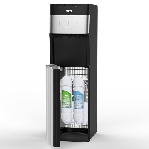 VECYS Bottleless Water Cooler with 4-Stage Filtration, Hot, Cold & Room Water Options, Self-Cleaning System for Home & Office