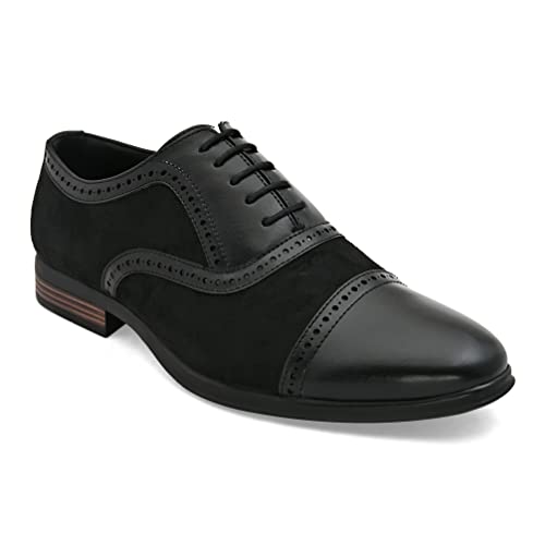 Image of San Frissco Men's Formal Shoes Lace up with Round Toe|Classic and Durable Faux Leather Material Oxford's Shoe|Cushioned Footbed Insole with Textured and Patterned Outsole for Office