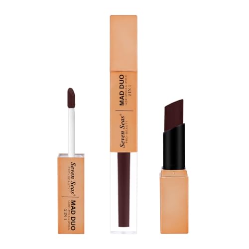 Image of Seven Seas 2in1 Non-Transfer | Smooth Texture | Hydrating | Long Lasting | Water-Proof | Full-Coverage Mad Duo Liquid Lipstick & Lipstick (Espersso, 4ml,3g)