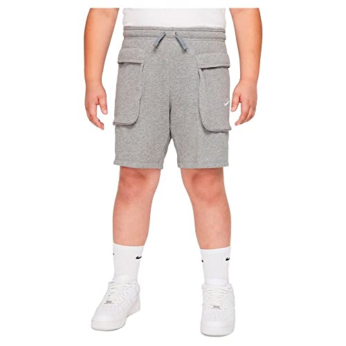 Nike Boy's NSW Club Fleece Cargo Shorts (Little Kids/Big Kids) Carbon Heather/White LG (14-16 Big Kid), Grey