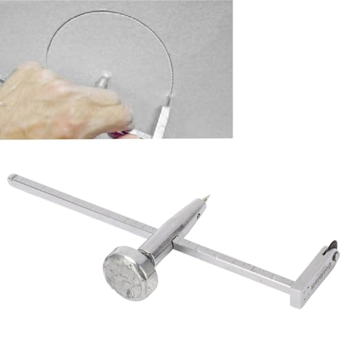 Adjustable Pivot Point Dry Wall Circle Hole Cutter Steel Shaft Plasterboard Saw Heavy Duty 16in Diameter English Metric Calibrations Stainless Steel Material