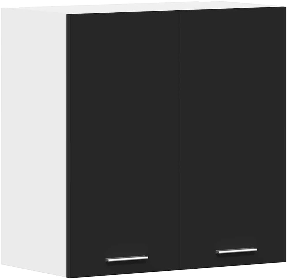 vidaXL Kitchen Cabinet Home Kitchen Equipment Indoor Furniture Appliance Tool Storage Shelf Organiser Morden Cupboard Black Chipboard