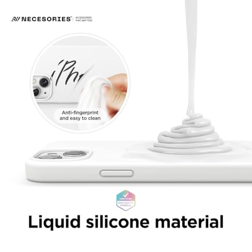 Image of Liquid Silicone Case Compatible for iPhone 13 White | Slim Back Cover | Soft Touch Bumper | Shockproof Drop Protection | Microfiber Cloth Inside | Sleek Solid Design
