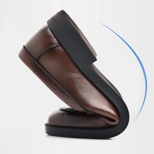 Mens Oxford Dress Shoes Leather Classic Slip-on Round Toe Non Slip Low Top Block Heel Anti-Slip Business3