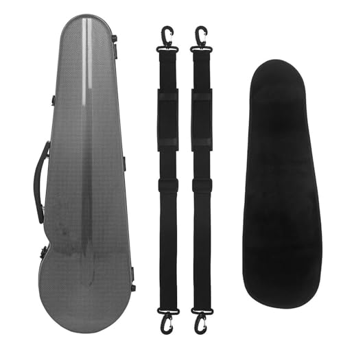 ヴァイオリン楽器ケース 4/4 バイオリン ケース バイオリン キャリング ケース ストラップ付き 埋め込み型温度計アクセサリー(Black Plaid)