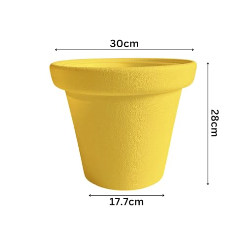 Image of Hug A Plant |Sand Round Plastic Pot for Home & Garden (30CM|12 INCH, Yellow, Pack of 5)