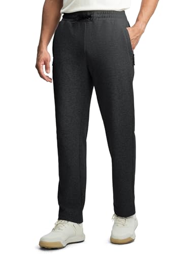 Rdruko Men's Fleece Sweatpants Straight Leg Athletic Yoga Lounge Pants Open Bottom Casual Jersey Pants with Zipper Pockets2