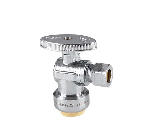 Image of 2PC EFIELD Push Fit Angle Stop Valve,1 /2 Push x 3 /8 Inch Compression