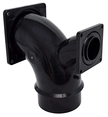 Image of Valterra T1036-1 Flanged Valve Fitting - 2-Way Ell, 3 inch Spigot x 3 inch Rotating Flange x 1-1 /2 inch Rotating Flange , Black