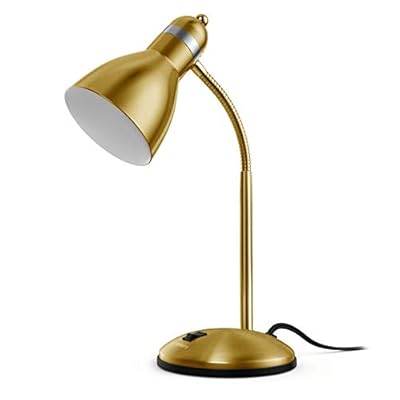 LEPOWER Metal Desk Lamp, Adjustable Goose Neck Table Lamp, Eye-Caring Study Desk Lamps for Bedroom, Study Room and Office (Gold)