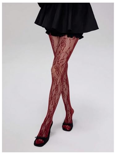 Milumia Women's Floral Lace Tights Patterned Fishnet Pantyhose Sexy Vintage Stockings3