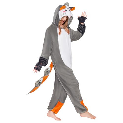 OLAOLA Adult Onesie Halloween Possum Costume Unisex Cosplay Pajamas