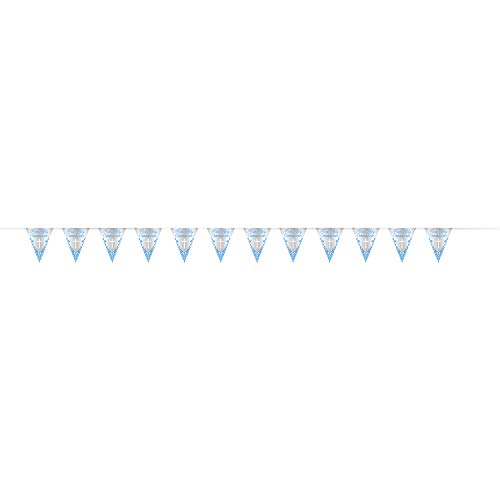 Image of Fancy Blue Cross First Holy Communion Foil Flag Banner - 9 ft. (1 Pc.) - Elegant & Blessed Party Decor, Perfect for Communion Celebrations